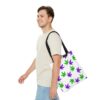 Purple & Green Weed Leaves Canvas Tote Bag (White) - Image 4