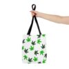 Green Hemp Leaves Canvas Tote Bag (White) - Image 5