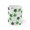 Green Hemp Leaves Coffee Mug - White (11oz) - Image 4