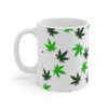 Green Hemp Leaves Coffee Mug - White (11oz) - Image 5