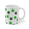 Green Hemp Leaves Coffee Mug - White (11oz) - Image 6