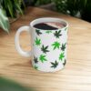 Green Hemp Leaves Coffee Mug - White (11oz) - Image 7