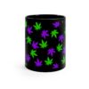 Purple & Green Hemp Leaves Coffee Mug - Black (11oz) - Image 4