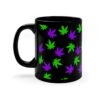 Purple & Green Hemp Leaves Coffee Mug - Black (11oz) - Image 5