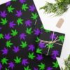 Purple & Green Marijuana Leaves Wrapping Paper (24in x 36in)