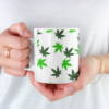Green Hemp Leaves Coffee Mug - White (11oz) - Image 3