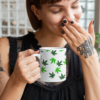 Green Hemp Leaves Coffee Mug - White (11oz) - Image 2