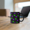 Purple & Green Hemp Leaves Coffee Mug - Black (11oz) - Image 3