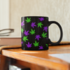 Purple & Green Hemp Leaves Coffee Mug - Black (11oz)